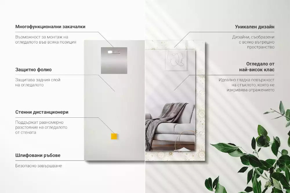 Decorațiuni de perete cu oglinzi Soare lună stele