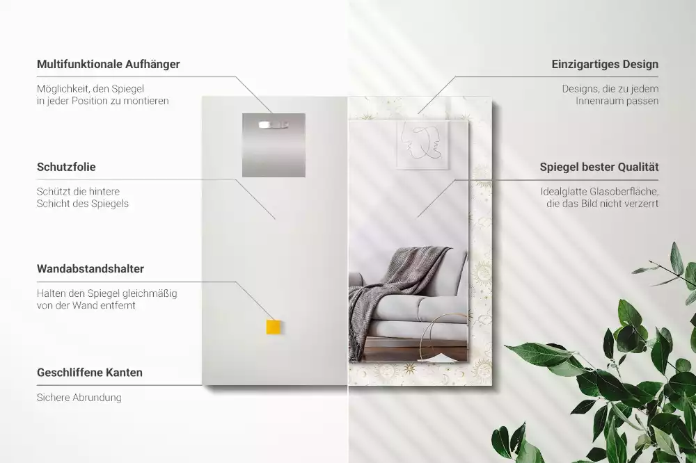 Decorațiuni de perete cu oglinzi Soare lună stele