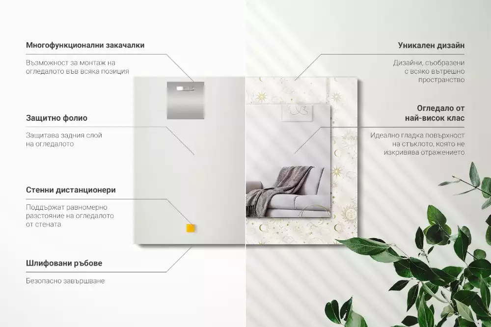 Decorațiuni de perete cu oglinzi Soare lună stele