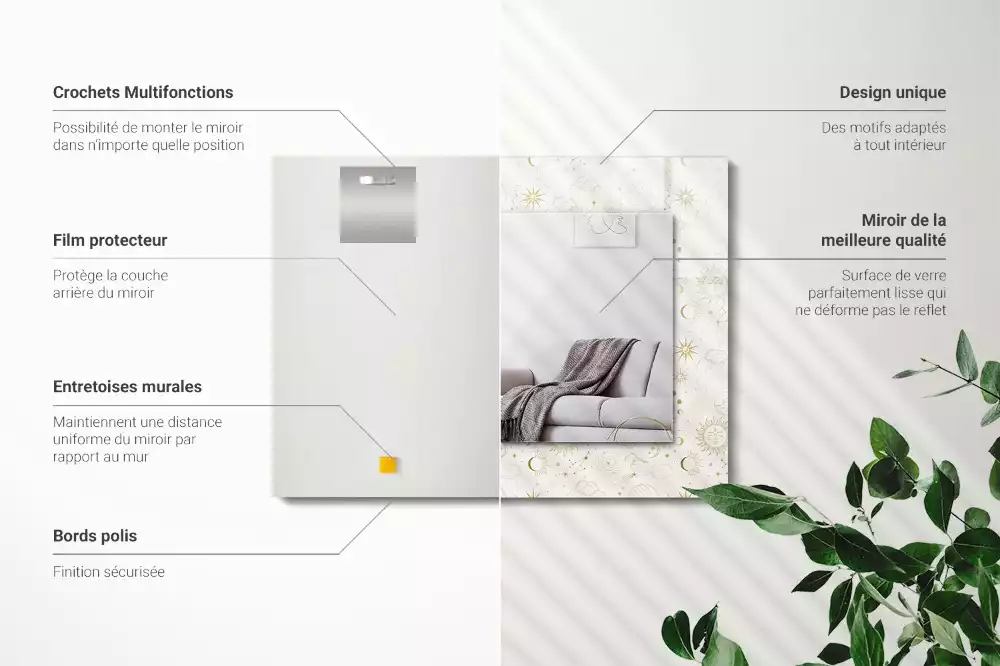 Decorațiuni de perete cu oglinzi Soare lună stele