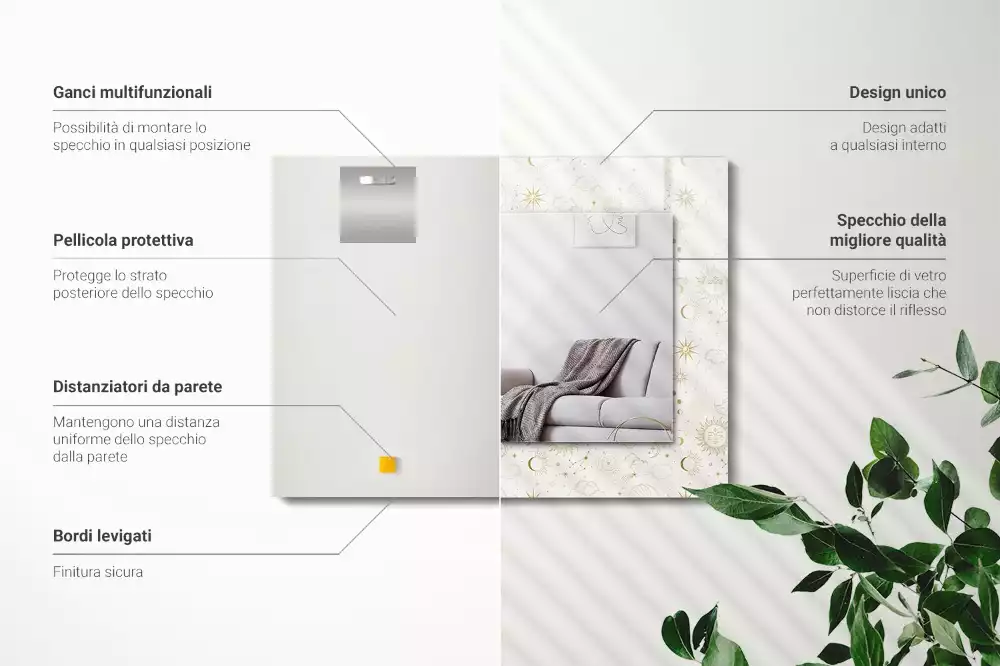 Decorațiuni de perete cu oglinzi Soare lună stele