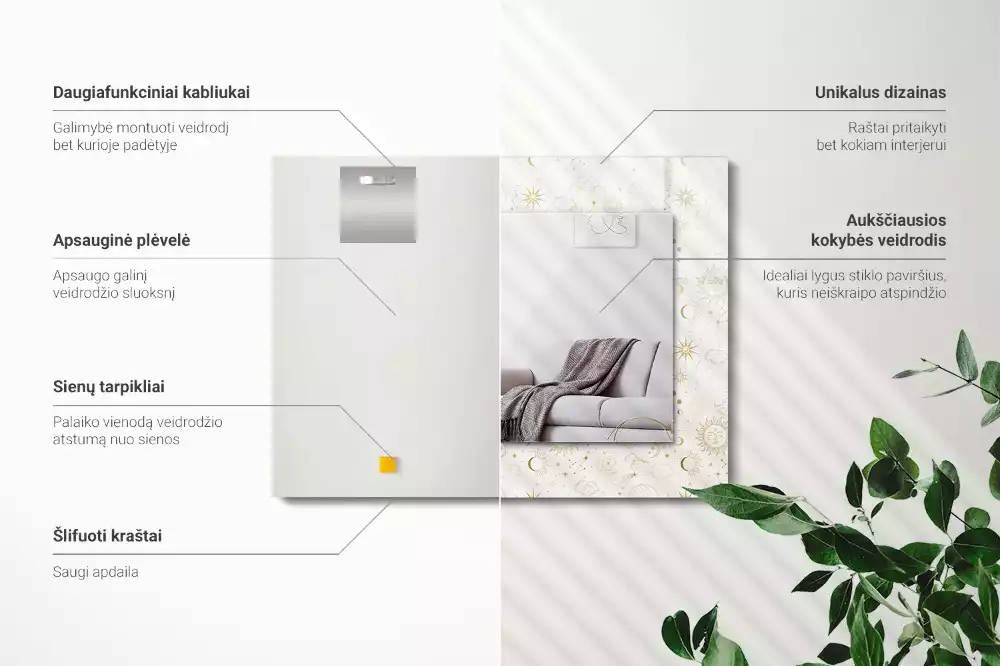 Decorațiuni de perete cu oglinzi Soare lună stele