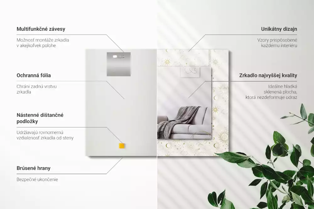 Decorațiuni de perete cu oglinzi Soare lună stele