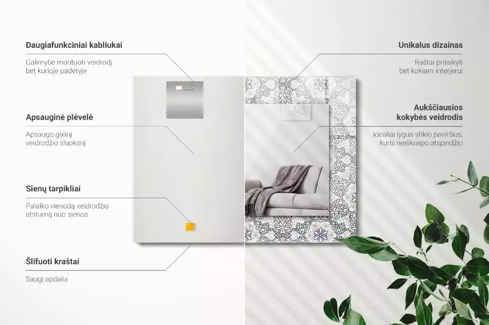 Decorațiuni perete cu oglindă Model ornamental