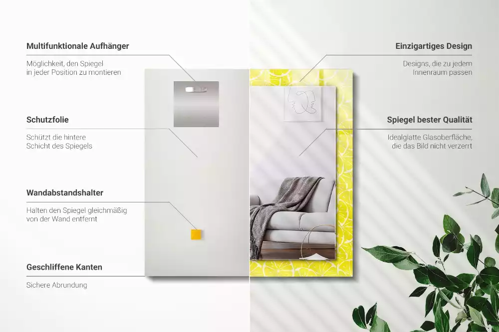 Oglindă imprimată Felii de lămâie model