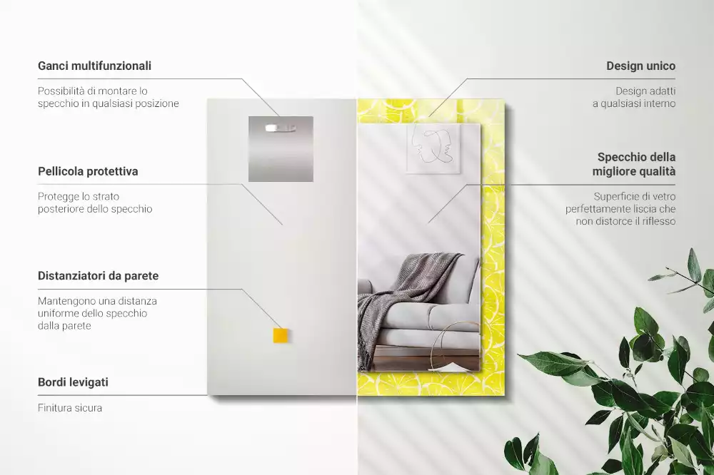 Oglindă imprimată Felii de lămâie model