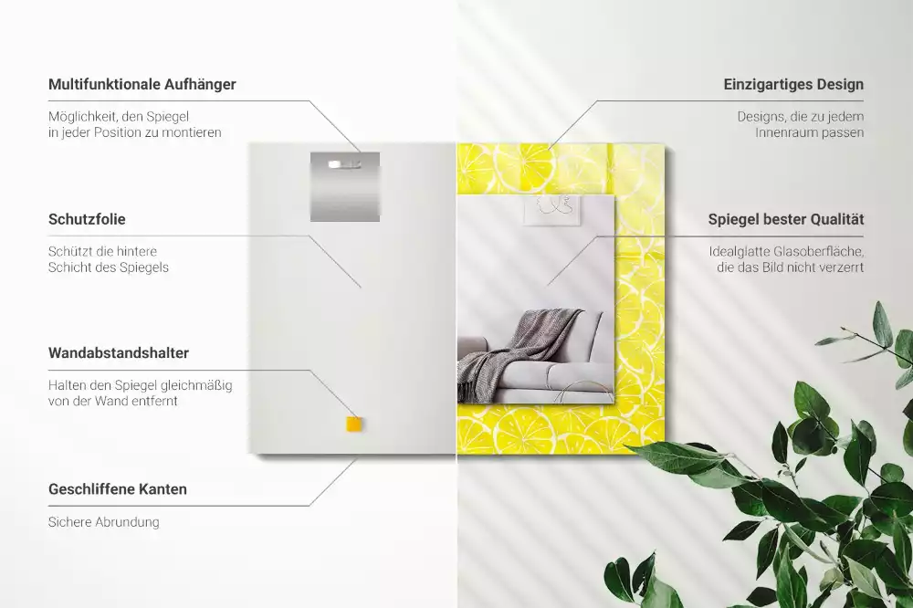 Oglindă imprimată Felii de lămâie model