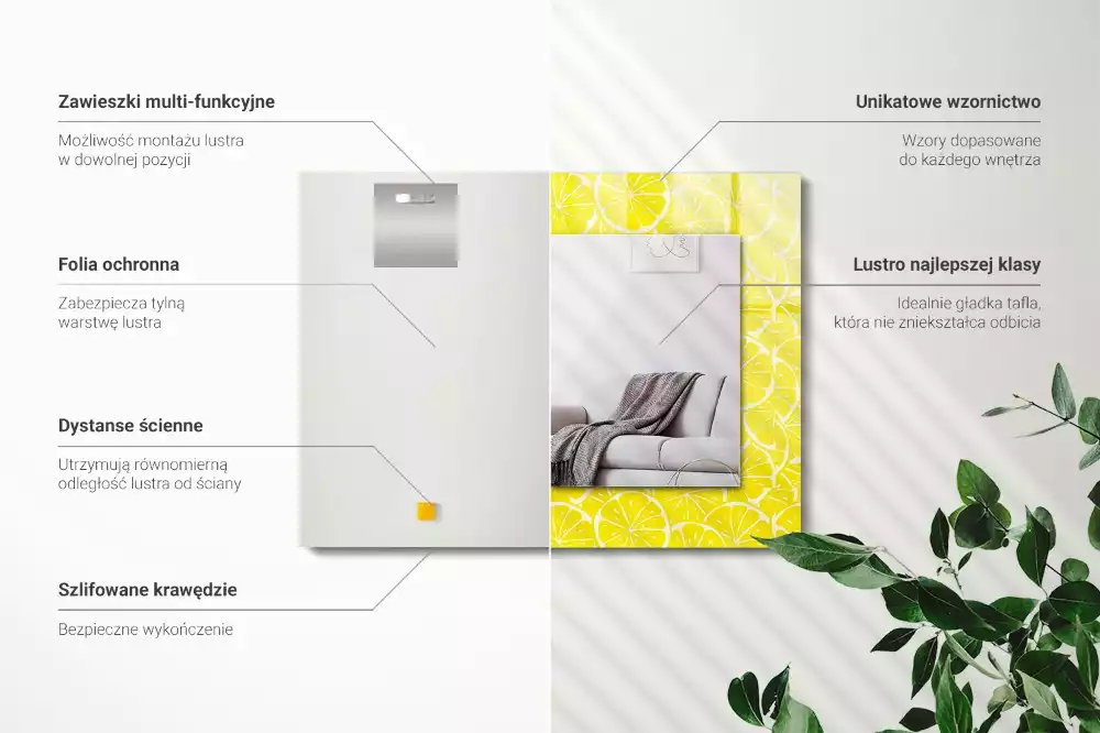 Oglindă imprimată Felii de lămâie model