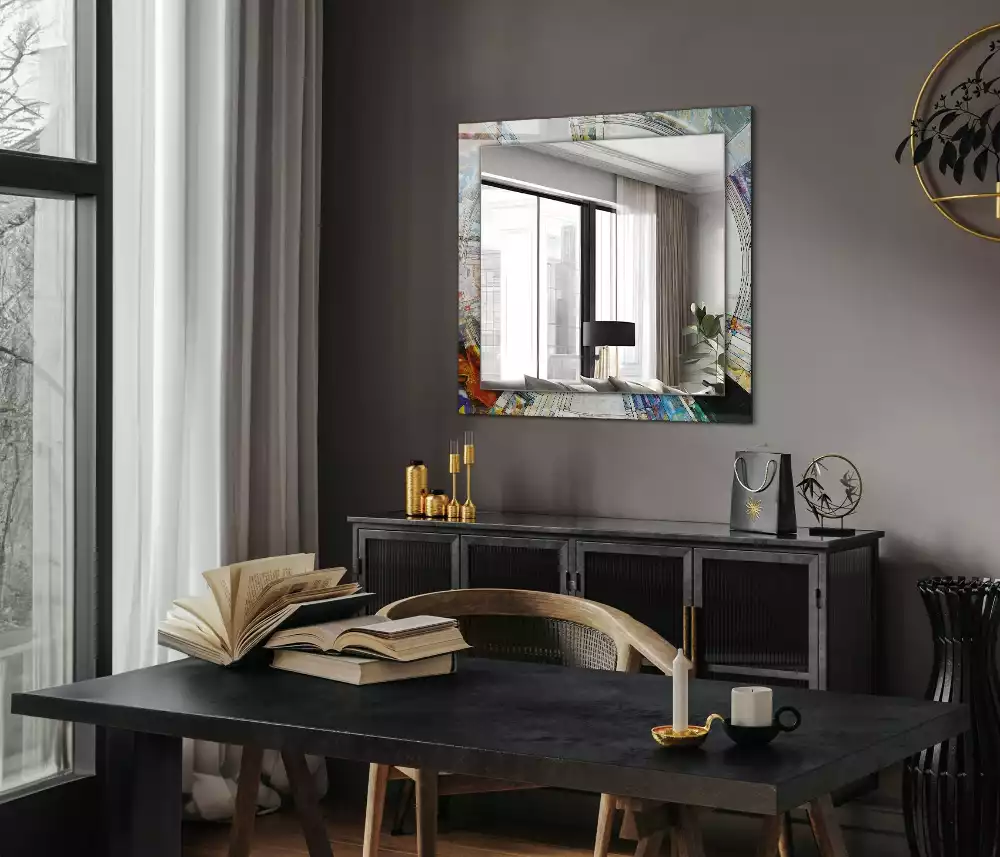 Decorațiuni perete cu oglindă Mozaic abstract cu cercuri