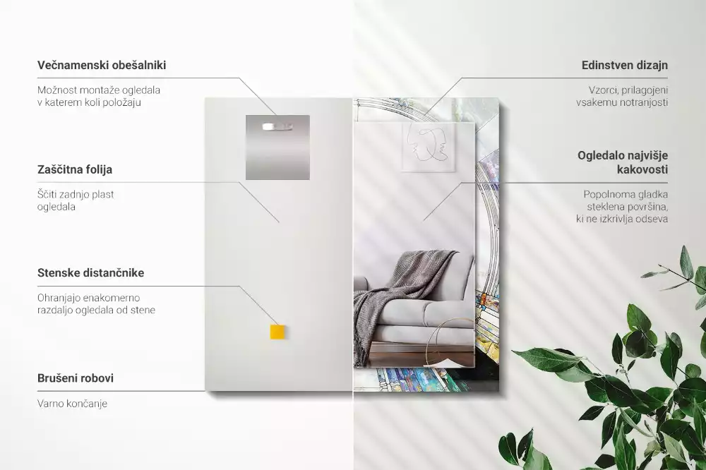 Decorațiuni perete cu oglindă Mozaic abstract cu cercuri