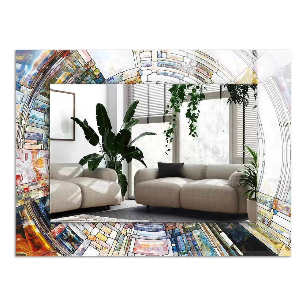 Decorațiuni perete cu oglindă Mozaic abstract cu cercuri