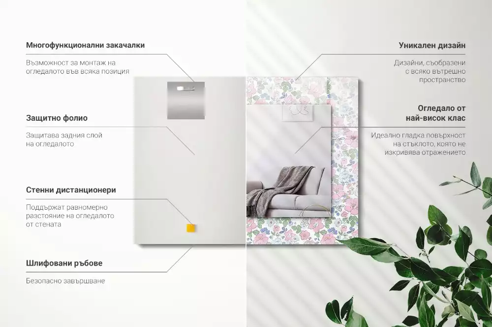 Oglindă imprimată Model floral pentru țesătură