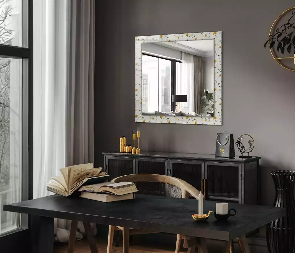 Decorațiuni de perete cu oglinzi Flori frunze model