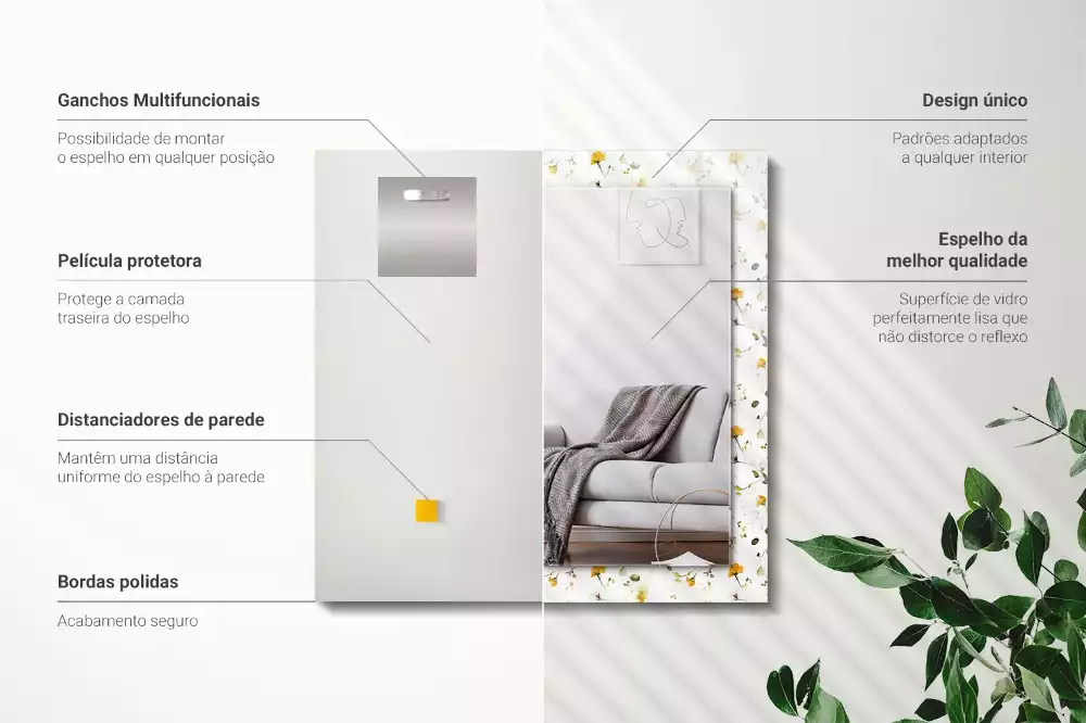 Decorațiuni de perete cu oglinzi Flori frunze model