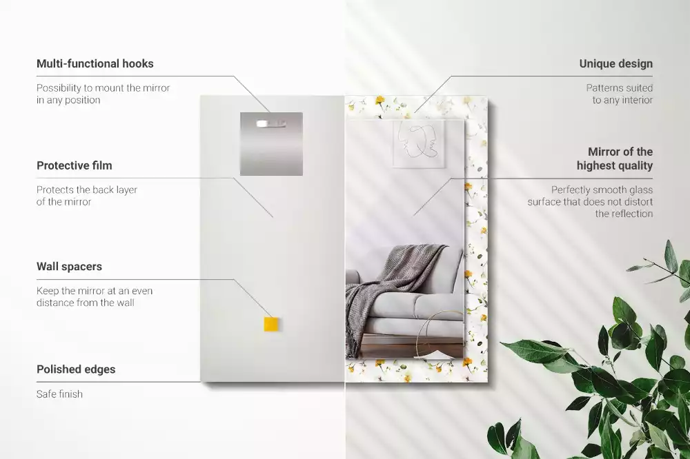 Decorațiuni de perete cu oglinzi Flori frunze model