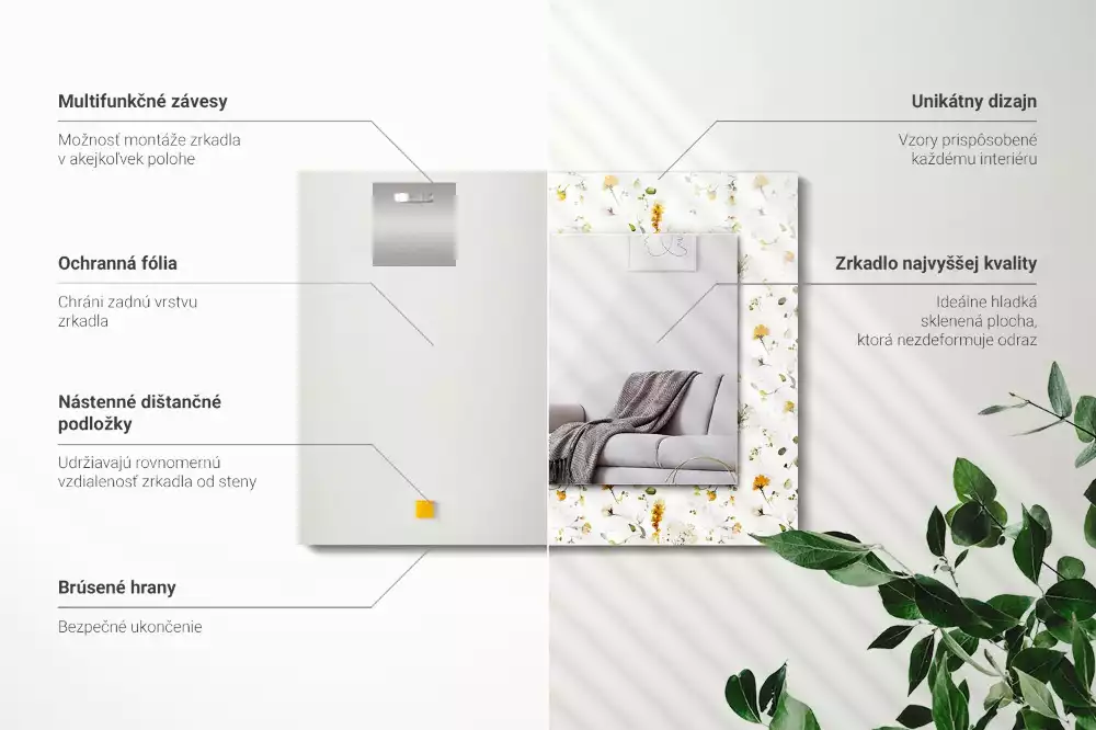 Decorațiuni de perete cu oglinzi Flori frunze model