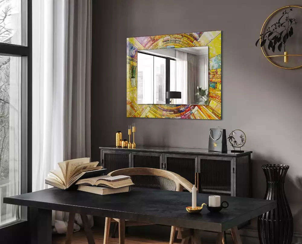 Decorațiuni perete cu oglindă Mozaic abstract colorat