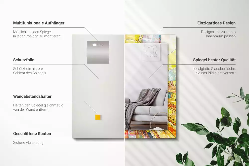 Decorațiuni perete cu oglindă Mozaic abstract colorat