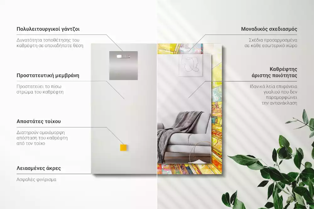 Decorațiuni perete cu oglindă Mozaic abstract colorat