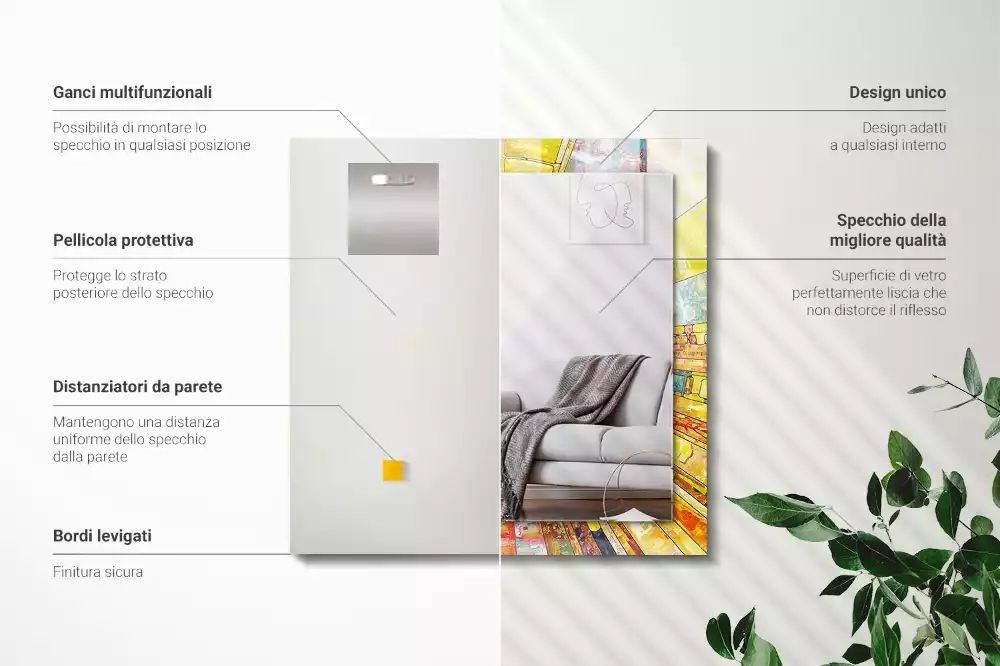 Decorațiuni perete cu oglindă Mozaic abstract colorat