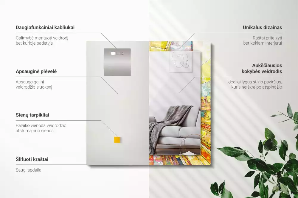 Decorațiuni perete cu oglindă Mozaic abstract colorat