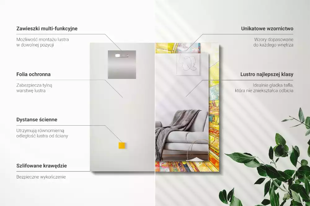 Decorațiuni perete cu oglindă Mozaic abstract colorat