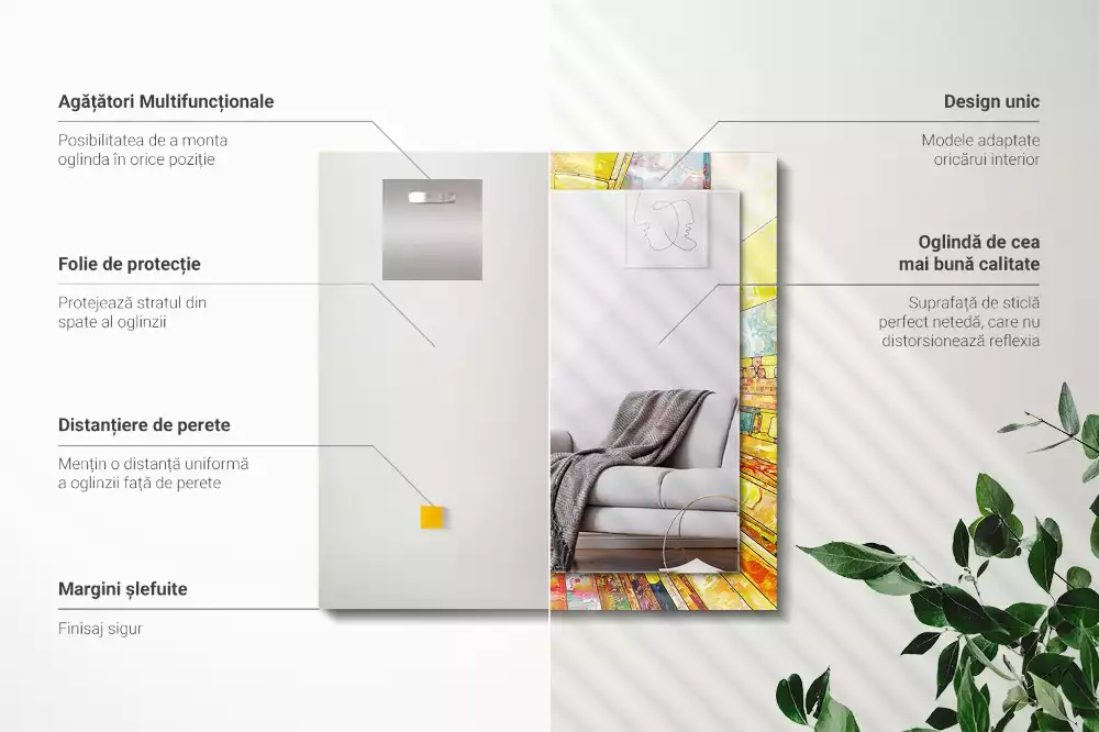 Decorațiuni perete cu oglindă Mozaic abstract colorat