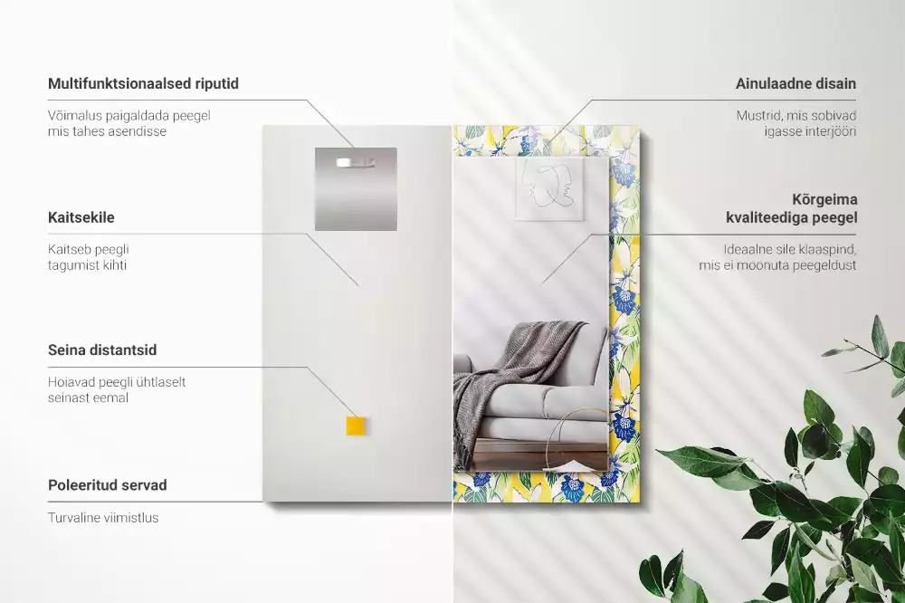 Oglindă imprimată Flori și frunze