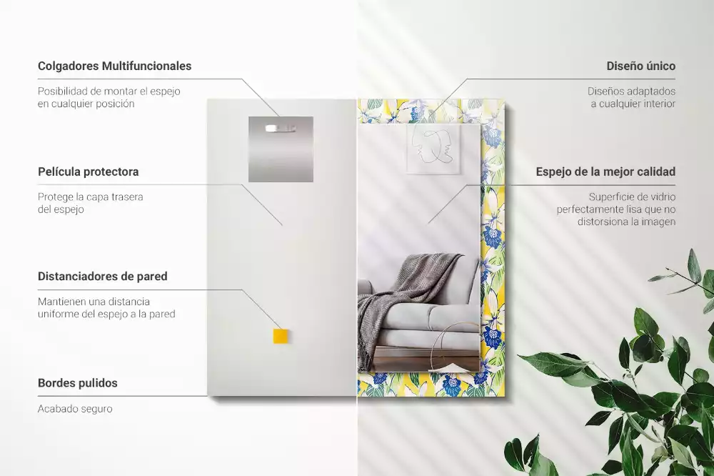 Oglindă imprimată Flori și frunze