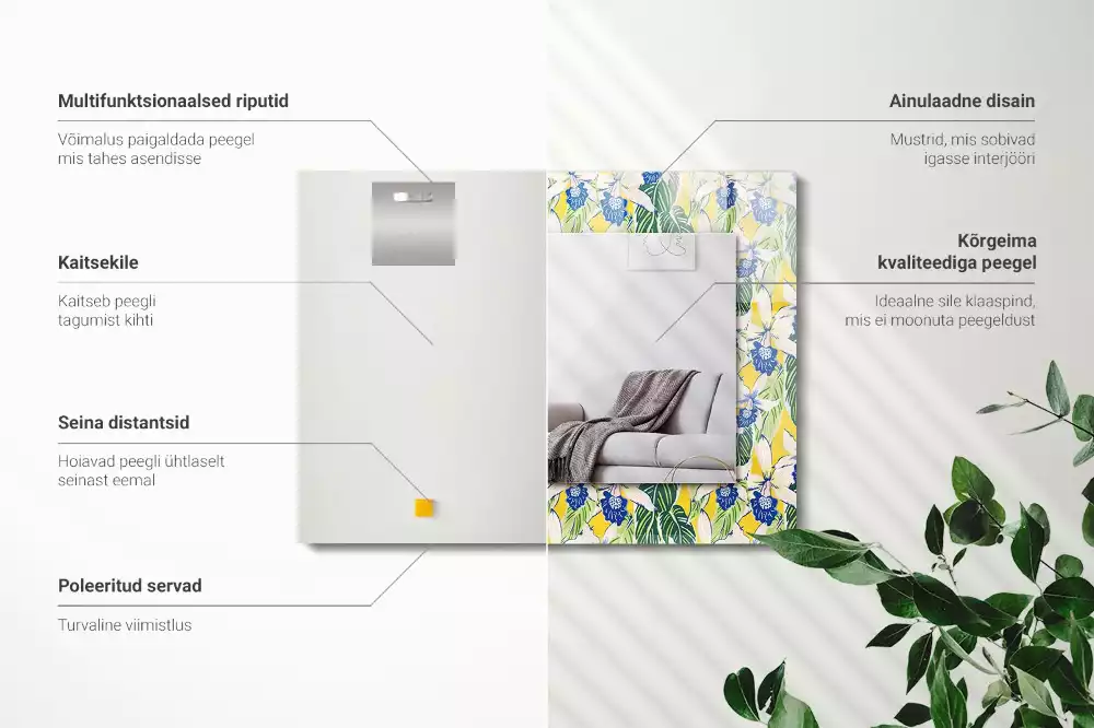 Oglindă imprimată Flori și frunze