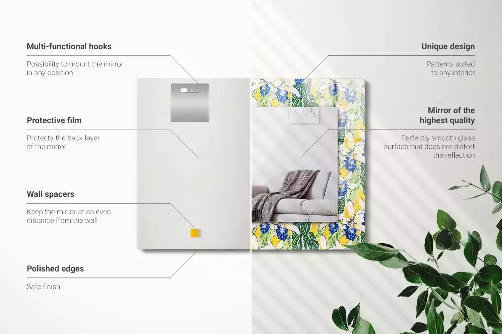 Oglindă imprimată Flori și frunze