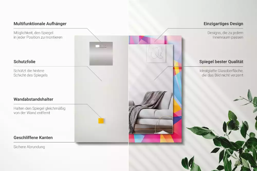 Decorațiuni de perete cu oglinzi Modele geometrice colorate