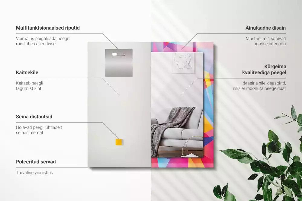 Decorațiuni de perete cu oglinzi Modele geometrice colorate