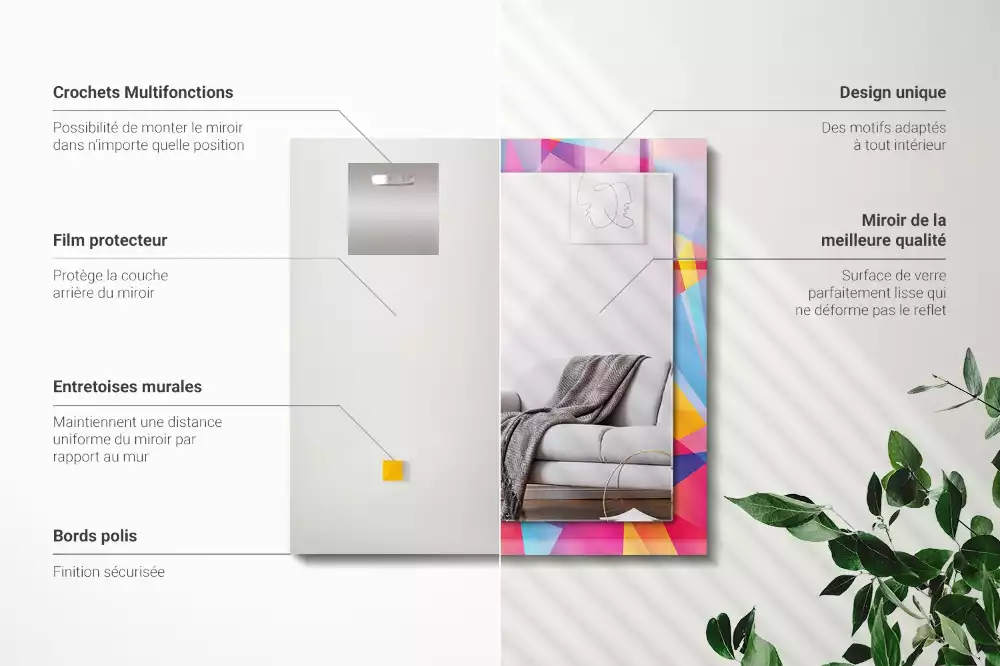 Decorațiuni de perete cu oglinzi Modele geometrice colorate