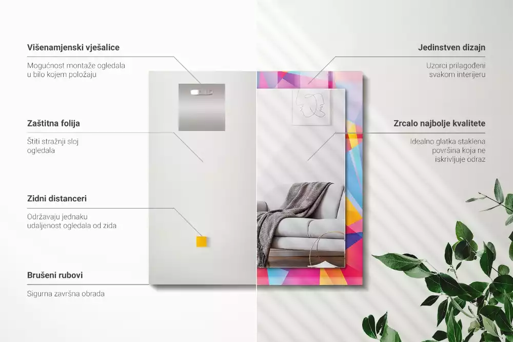 Decorațiuni de perete cu oglinzi Modele geometrice colorate