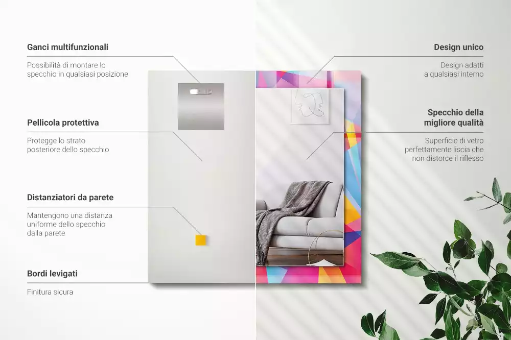 Decorațiuni de perete cu oglinzi Modele geometrice colorate