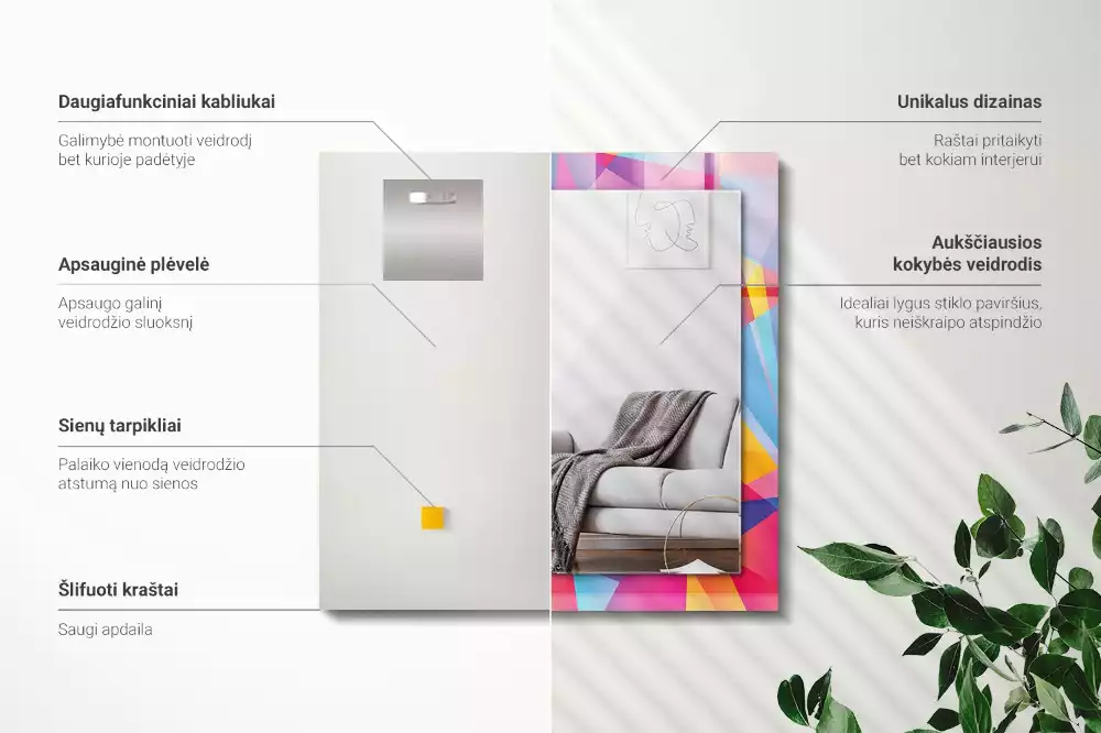 Decorațiuni de perete cu oglinzi Modele geometrice colorate