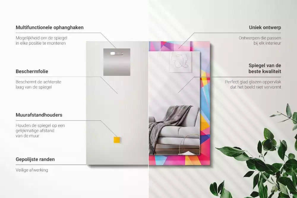 Decorațiuni de perete cu oglinzi Modele geometrice colorate