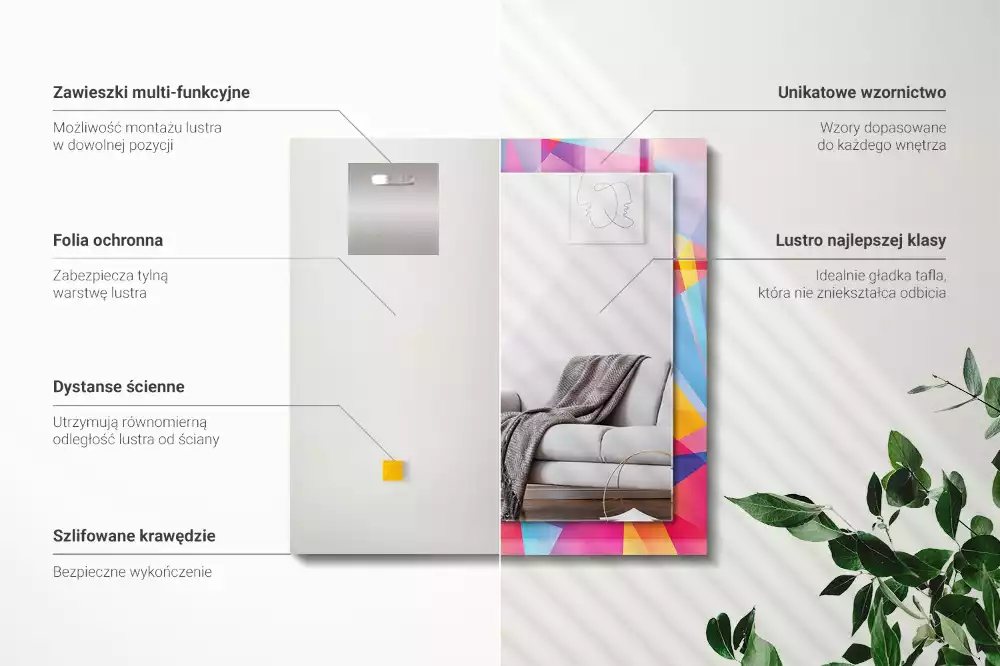 Decorațiuni de perete cu oglinzi Modele geometrice colorate