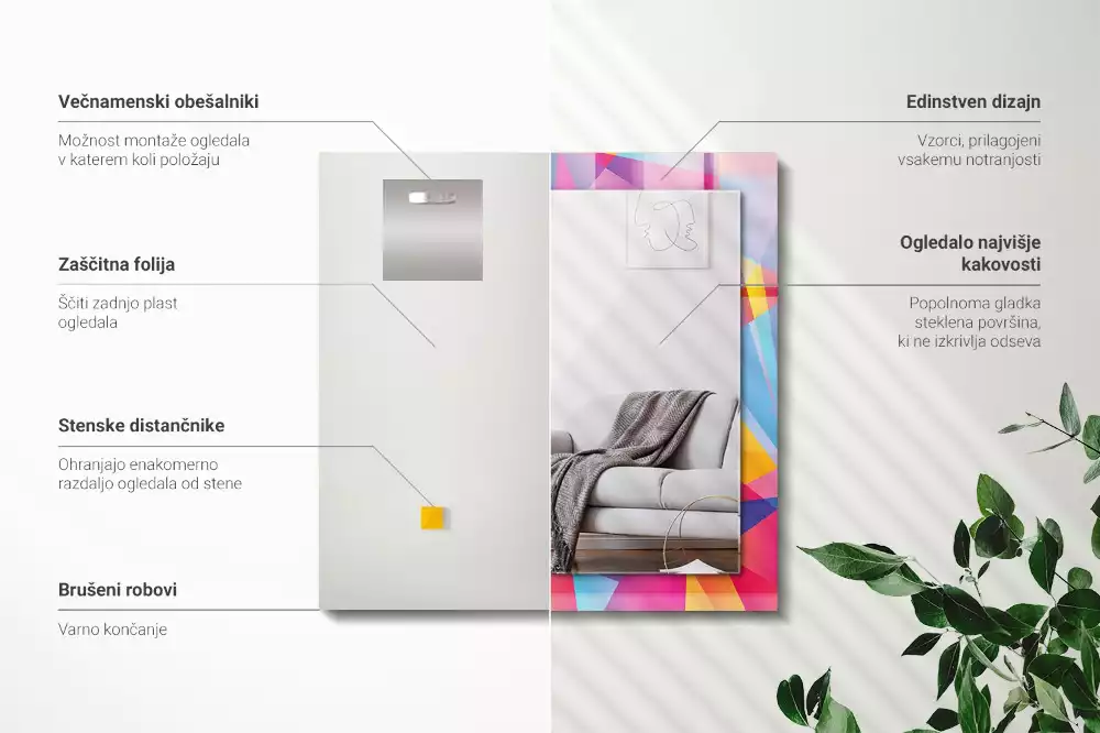 Decorațiuni de perete cu oglinzi Modele geometrice colorate