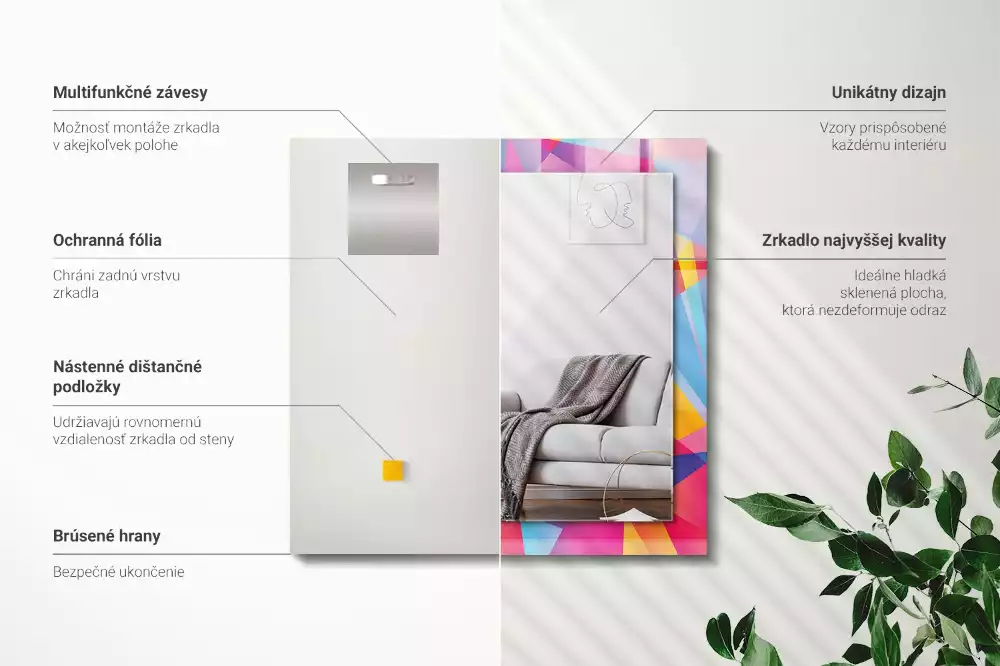 Decorațiuni de perete cu oglinzi Modele geometrice colorate