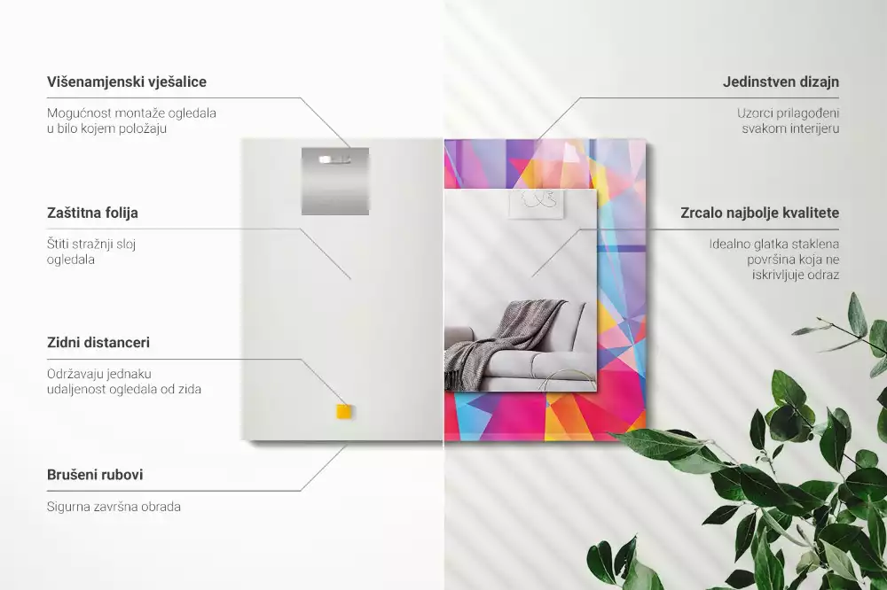 Decorațiuni de perete cu oglinzi Modele geometrice colorate