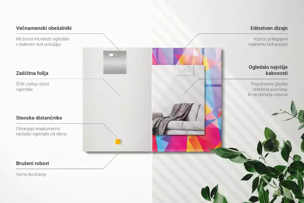 Decorațiuni de perete cu oglinzi Modele geometrice colorate