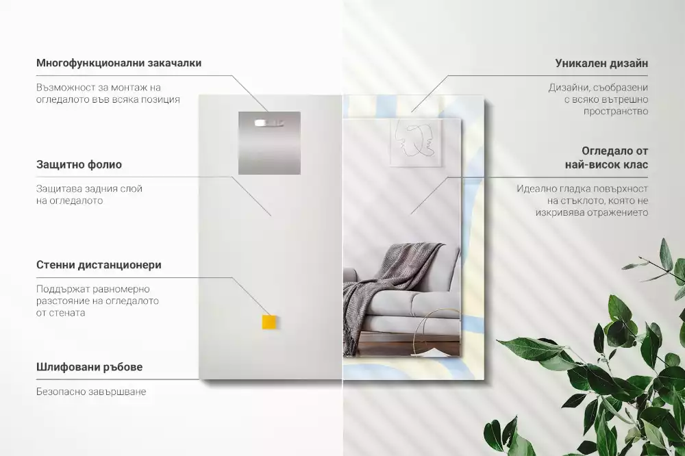 Decorațiuni perete cu oglindă Modele valuri abstracte