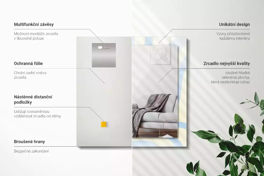 Decorațiuni perete cu oglindă Modele valuri abstracte