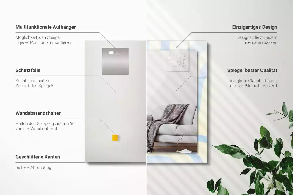 Decorațiuni perete cu oglindă Modele valuri abstracte