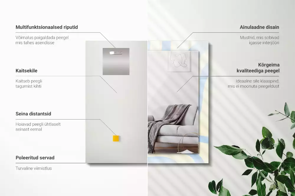 Decorațiuni perete cu oglindă Modele valuri abstracte