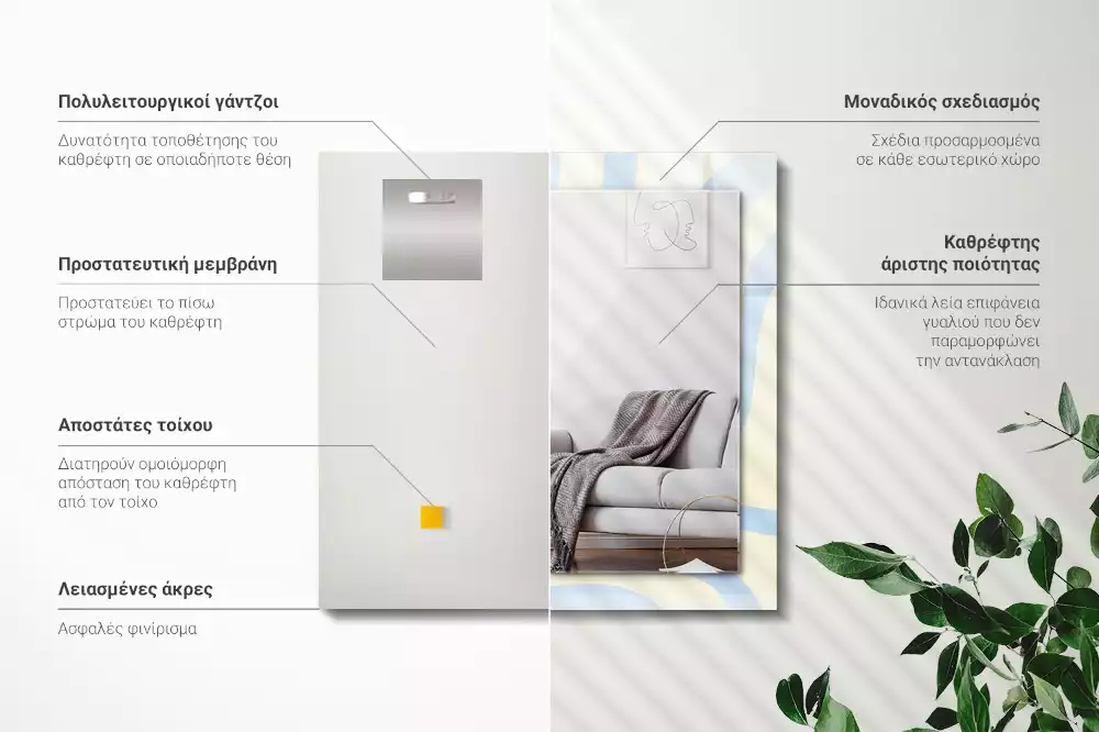 Decorațiuni perete cu oglindă Modele valuri abstracte