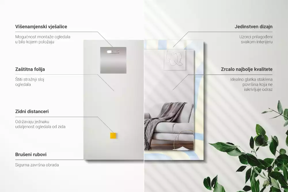 Decorațiuni perete cu oglindă Modele valuri abstracte