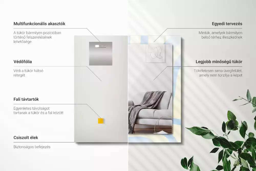 Decorațiuni perete cu oglindă Modele valuri abstracte